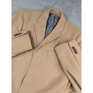 Banana Republic Jacket Men L Camel Tan Wool Cashmere Blend Button Over Coat